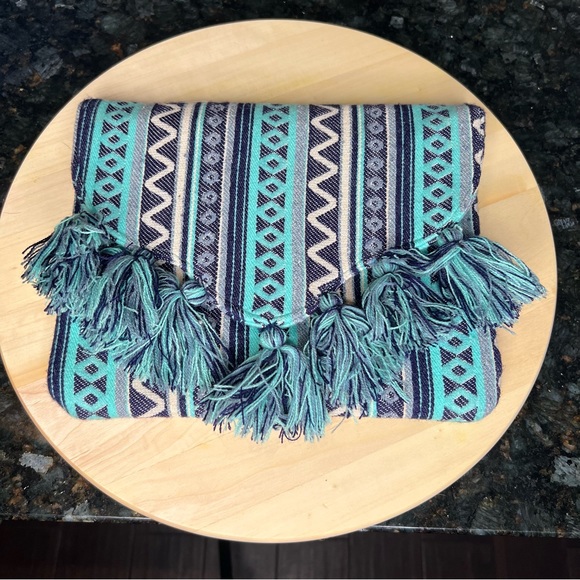Mud Pie Handbags - Beautiful Blue Clutch With Tassel Details Button Magnet Closure
